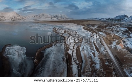 Similar – Image, Stock Photo Aerial view of Iceland’s majestic highland landscape