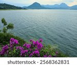 landscape photography of scenic manmade lake at Jatiluhur reservoir in Purwakarta regency, West Java, Indonesia