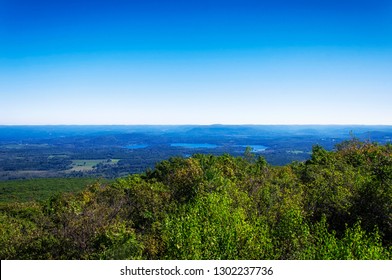 A Landscape Picture Of Twin Lakes And Salisbury From The Top Of Bear Mountain In Salisbury Connecticut On A Sunny Day.