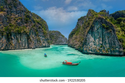 Landscape of Pileh lagoon in Phi Phi Leh island, Famous place snorkel, Andaman sea, Krabi, phuket,Travel in your dream Thailand, Beautiful destination place Asia, Summer holiday outdoor vacation trip.