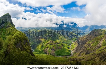 Landscape with Piton des Neiges mountain, La Reunion Island