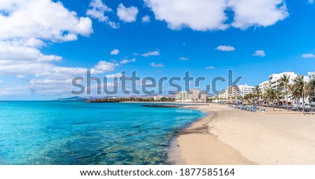 Landscape with Playa del Reducto im Arrecife, capital of Lanzarote, Canary Islands, Spain Foto stock © 