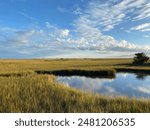 Landscape with pound and clouds