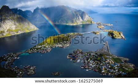 Landscape in with rainbow Reine