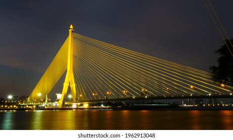 Landscape of Rama 8 Bridge in Bangkok, Thailand