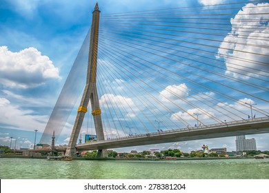 Landscape Rama VIII Bridge in Bangkok,Thailand made HDR effect