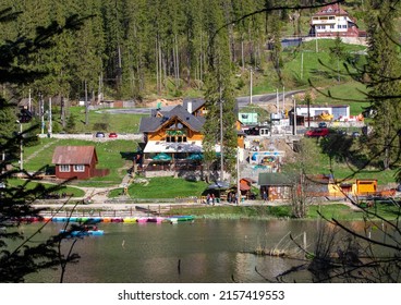 Landscape With Red Lake - Romania 15.May.2022 It Is A Natural Dam Lake Formed By The Collapse Of A Slope Due To An Earthquake