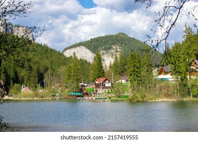 Landscape With Red Lake - Romania 15.May.2022 It Is A Natural Dam Lake Formed By The Collapse Of A Slope Due To An Earthquake