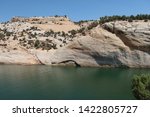 Landscape of a river and colorful cliffs at Red Fleet State Park in Utah