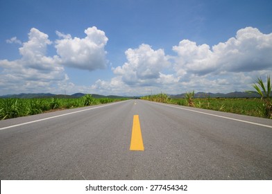 Landscape Of Road In Clear Sky,Hua Hin  Thailand.