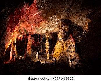 A landscape of rock formations in Carbonnieres Cave Lacave, near Rocamadour and Padirac