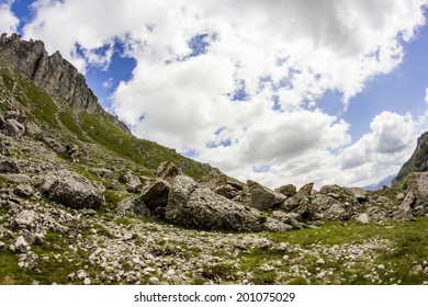 Landscape with rocks from Bucegi Mountains, part of Southern Carpathians in Romania 