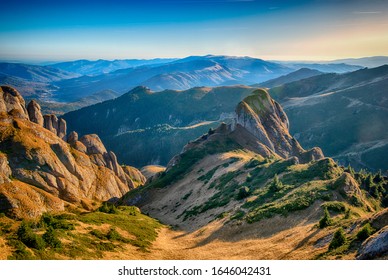 Landscape in the Romanian Carpathian Mountains, Ciucas Mountains, in a sunny day of autumn