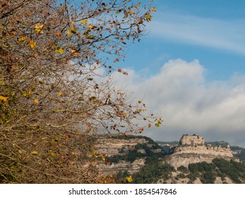 Landscape With The Ruins Of The Castle Of Sant Martí De Centelles (Barcelona) In The Mountains.