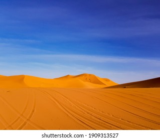  Landscape Of Sand Dunes At Sahara Dessert In Morocco