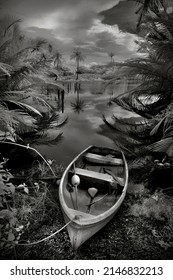 Landscape Scene Of Malaysia Fisherman Traditional Village,
Soft And Grain Effect, Infrared Photography.