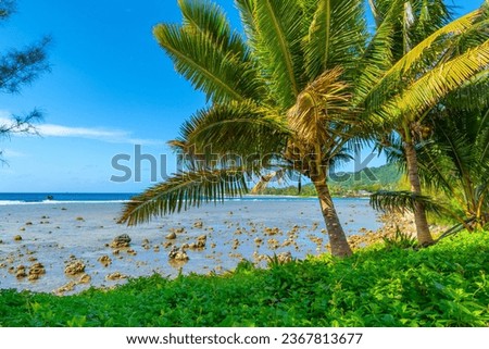Landscape Scenery of Avarua Foreshore Beach, Rarotonga Cook Islands; Rocky parts of the beach