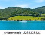 Landscape Scenery of Hopai Bay at Pelorus Sounds, Marlborough South Island, New Zealand