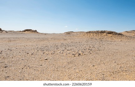 Landscape scenic view of desolate barren western desert in Egypt at Farafra Oasis