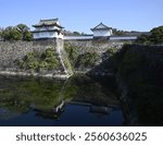 Landscape with scenic view of the Fushimi-yagura Turret on the outer moat of Ōsaka-jō one of Japan