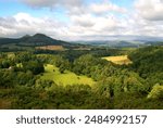 landscape of Scottish Borders with Eildon Hills in summer