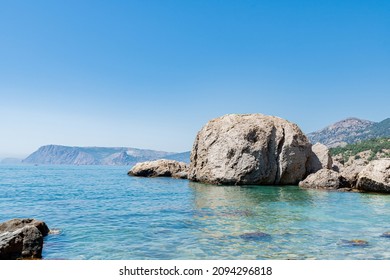 Landscape of sea bay . Blue Lagoon. 
Rock Ass Crimea Sevastopol