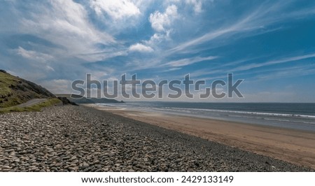 landscape, Seascape, beach, pebbles, sand, shore, New Gale, Pembrokeshire, Wales, UK.