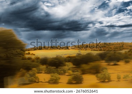 landscape seen from the high-speed train between Madrid and Zaragoza
