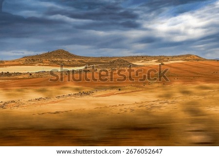 landscape seen from the high-speed train between Madrid and Zaragoza