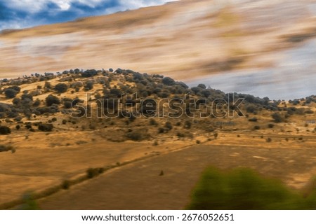 landscape seen from the high-speed train between Madrid and Zaragoza