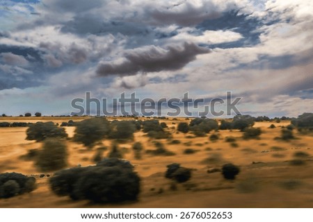 landscape seen from the high-speed train between Madrid and Zaragoza