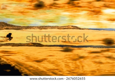 landscape seen from the high-speed train between Madrid and Zaragoza