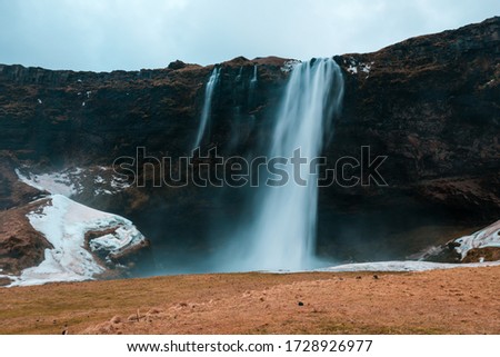 Landscape of Seljalandsfoss waterfall in Iceland