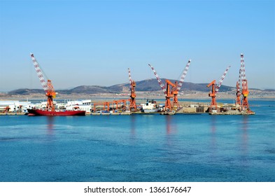 Landscape of shipyard in Dalian region, China.