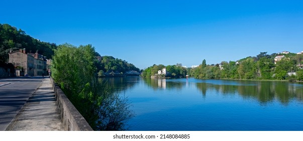 Landscape Of The Shores Of The Saône River In Spring In France