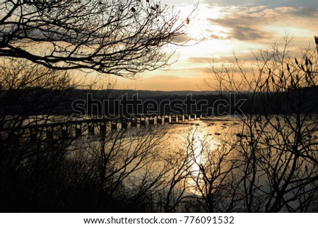 Landscape shot across the Susquehanna with highway 30 bridge over the Susquehanna River