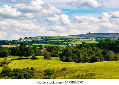 Landscape Shot Of Blackburn, Darwen And Tockholes, Lancashire, Uk, With Darwen (Jubilee) Tower In The Background. 