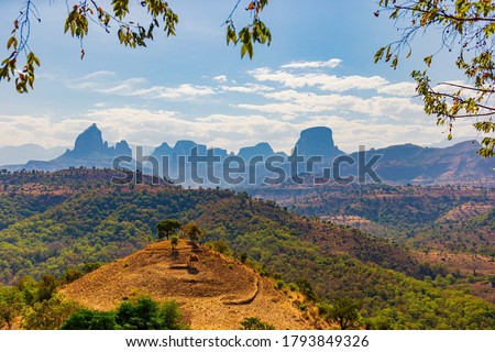 A landscape shot of Simien Mountains National Park in Amhara, Ethiopia - part of UNESCO World Heritage Centre Stock photo © 