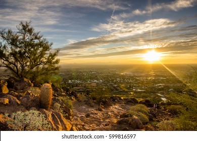 Landscape Shot At Sunrise Of Phoenix, Arizona