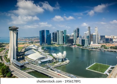 Landscape Of Singapore City In Day Morning Time.