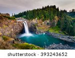 Landscape of Snoqualmie Falls in Washington State, USA. Washington State is a state in the Pacific Northwest.The Washington state