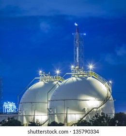 Landscape Of Sphere Tank Of Storage Gas And Liquid Chamical.