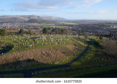 
Landscape from Stirling Castle. In the background the monument to William Wallace and a cemetery. Edinburgh, Scotland, UK. 1-3-2019
