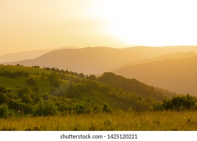landscape of  summer nature in sunset in mountains and hills on countryside abstract lines and curves background - Shutterstock ID 1425120221