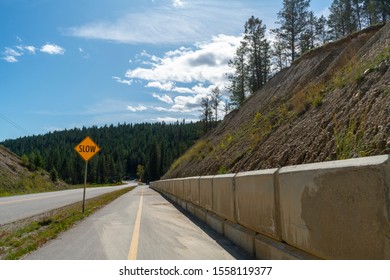 Landscape of sunny bike pathway along westside road in Invermere, British Columbia