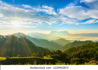 Landscape of sunrise on Mountain at Doi Luang Chiang Dao, ChiangMai ,Thailand - Shutterstock ID 1229902873