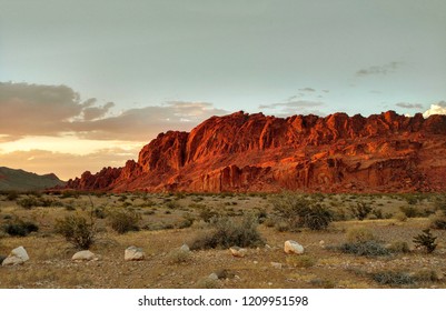 landscape sunset rock plants desert - Shutterstock ID 1209951598