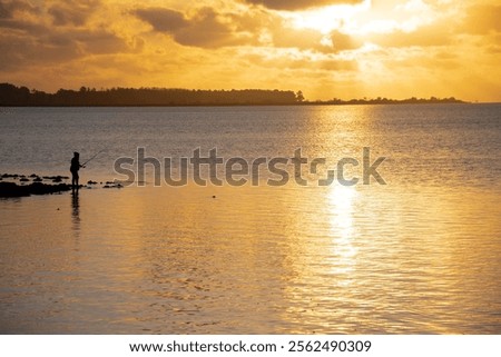 landscape of a sunset in the wetlands of santa lucia, Montevideo,Uruguay with a person fishing against the light.
I captured the person like this so that they are not recognizable