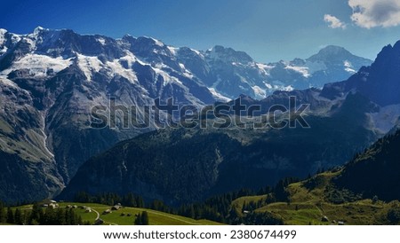 Landscape with the Swiss Alps in a sunny day