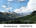 Landscape in the Swiss mountains, snow-capped mountains at Lukmanierpass between Ticino and GraubÃ?Â¼nden in Switzerland/Landscape at Lukmanierpass in Switzerland